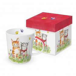 Kotki na Łące Kubek Porcelanowy w Ozdobnym Pudełku