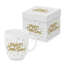 Złote Gwiazdki Kubek Porcelanowy w Ozdobnym Pudełku 350 ml