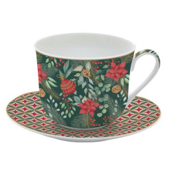Świąteczna Radość Filiżanka Porcelanowa ze Spodkiem
