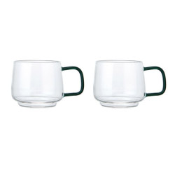 Zestaw 2 kubków szklanych La Cafetière z zielonym uchwytem, 275 ml