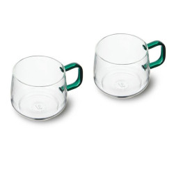 Zestaw 2 kubków szklanych La Cafetière z zielonym uchwytem, 275 ml